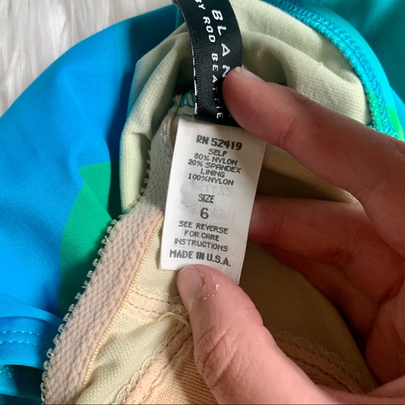 VTG Y2K Neón Green / Blue Swimsuit Crop Top - Picture 9 of 11